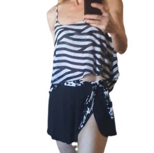 Robin Piccone Black and White Swim Coverup Skirt And Top